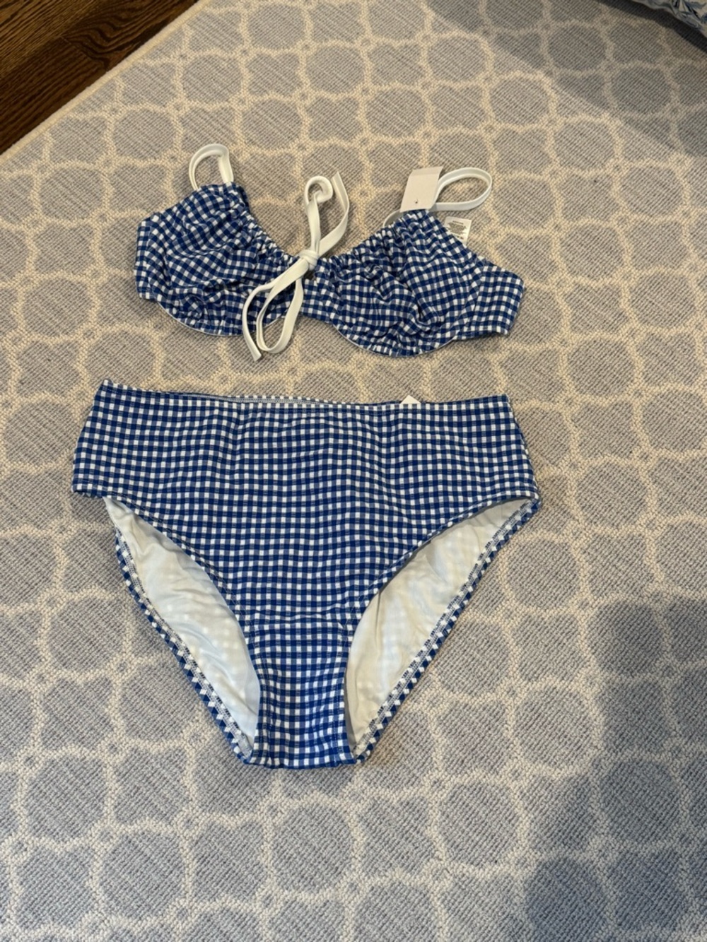 NWT Blue Gingham Two-Piece Swimsuit - Classic Bikini Set